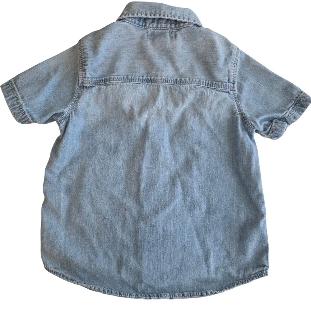 Old Navy Denim‎ Shirt Boy 3T Light Blue Chambray Short Sleeve Western Button Up